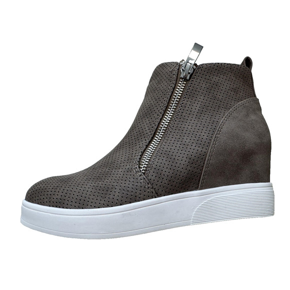 Journee Collection Shoes Womens Size 6 Taupe Penelope Wedge Booties Zip Casual - Picture 13 of 14